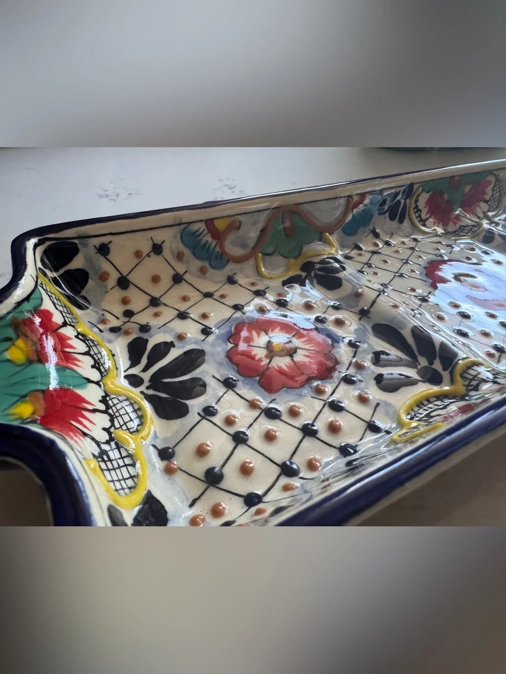 Mexican Talavera Hand-Painted Ceramic Serving tray